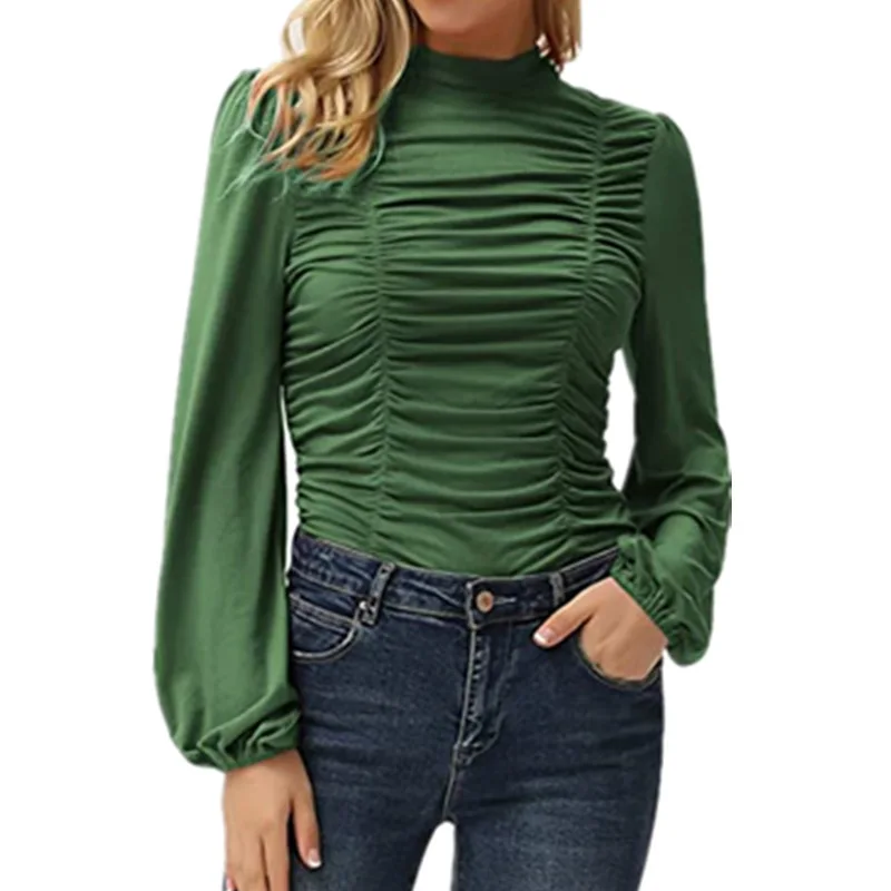 

2022 New Ladies' Long Sleeves Long Sleeves High Necked Pleated T-shirts Maternity Clothes Nursing Maternity T Shirt
