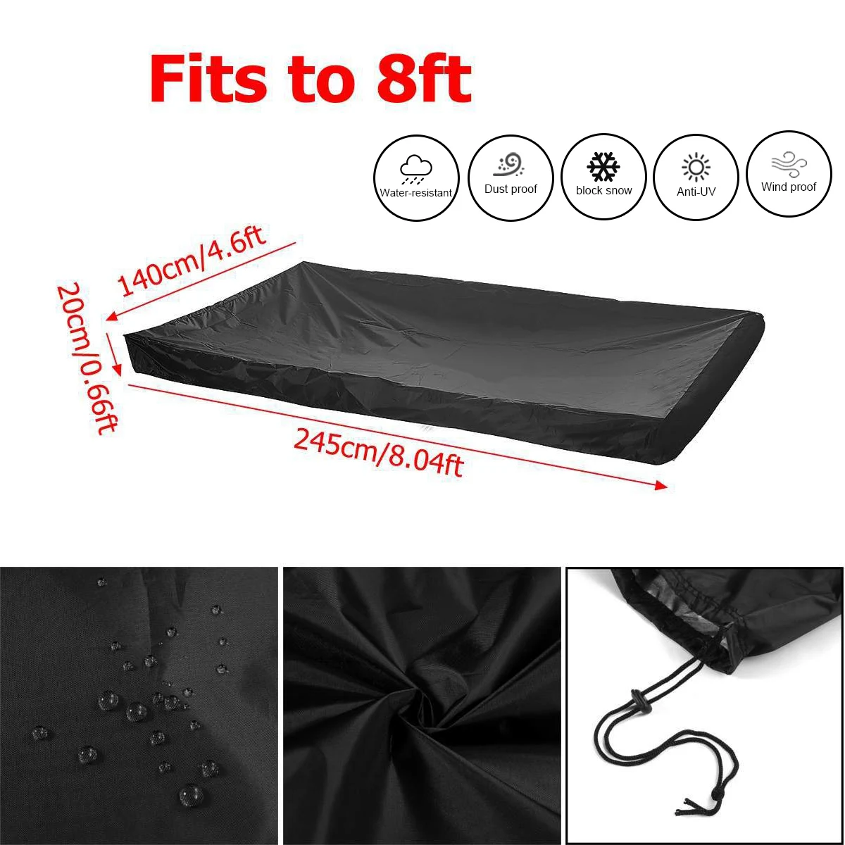 245x140x20CM Foot Billiard Table Cover Pool Snooker Fitted Waterproof Snooker tennis Billiard Protector fits to 8ft