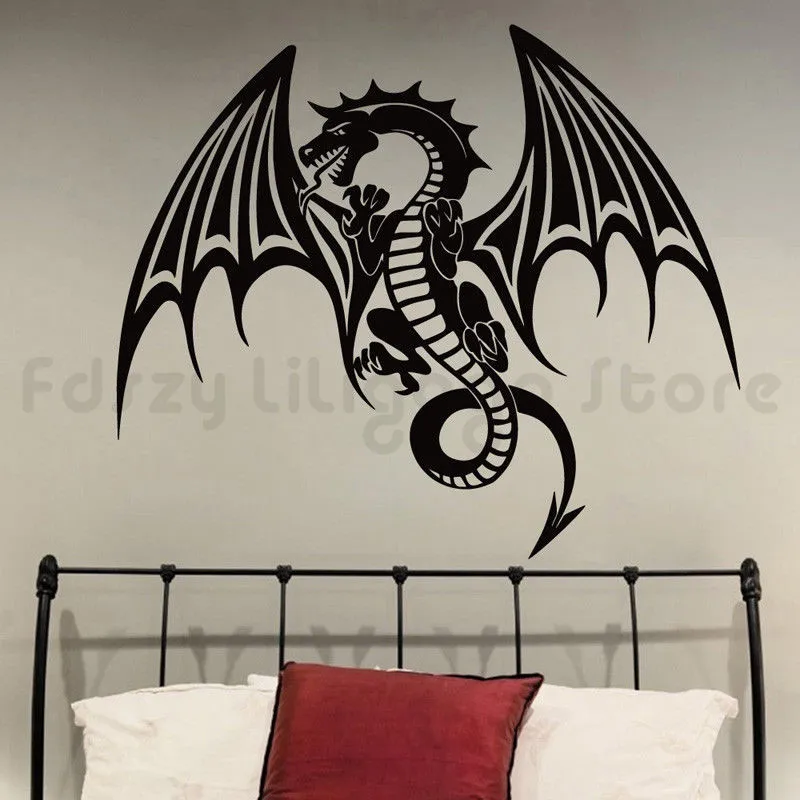 Виниловая наклейка на стену Племенной Китайский дракон Наклейка для дома с