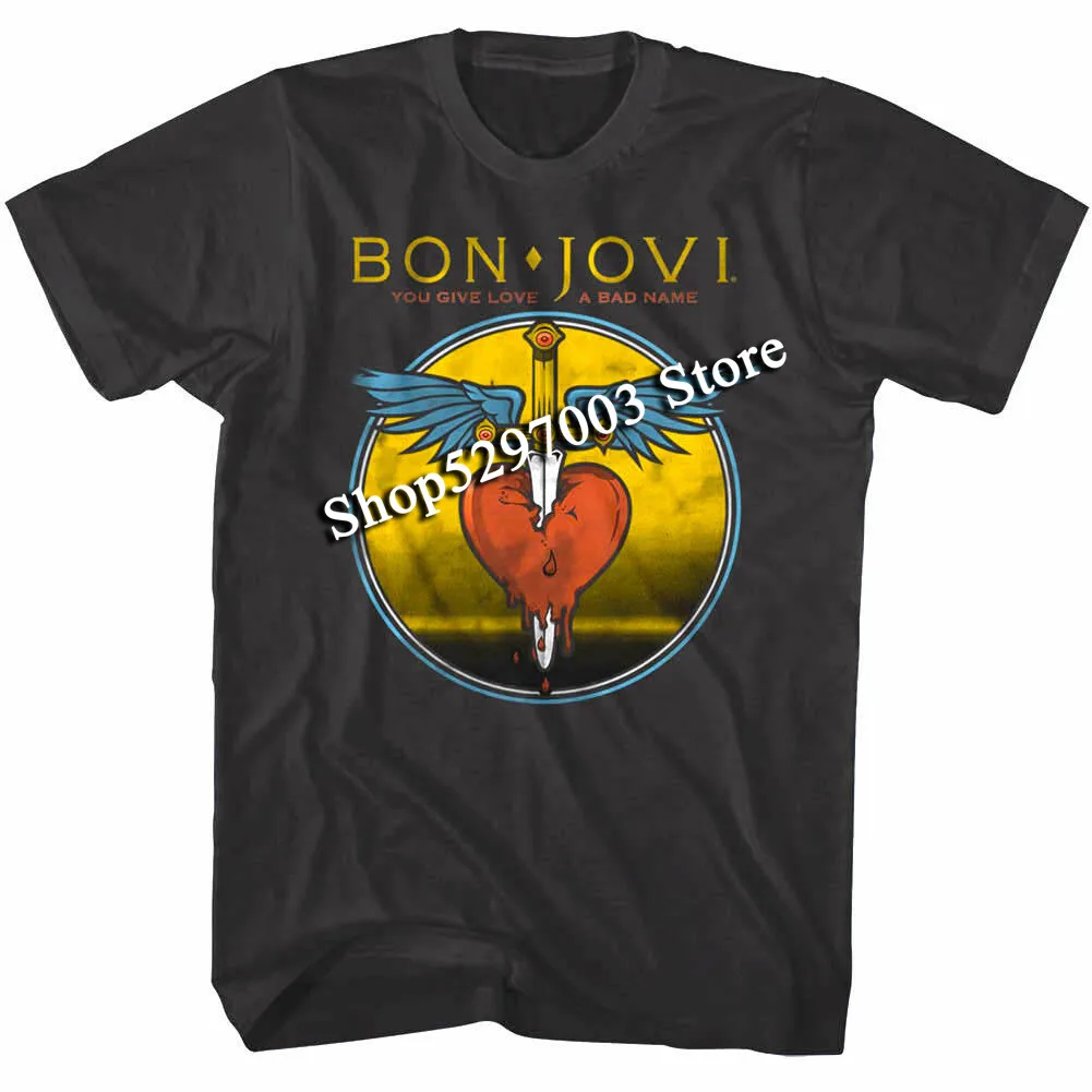 Мужская футболка с надписью Bon Jovi You Give Love A Bad Name музыкальный тур рок группы Merch для