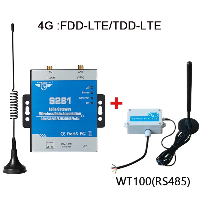 4G with WT100 LoRa шлюз промышленный дальний Modbus RTU 2G 3g 4G LTE 433mhz IOT шлюзовый dtu - Цвет: 4G with WT100