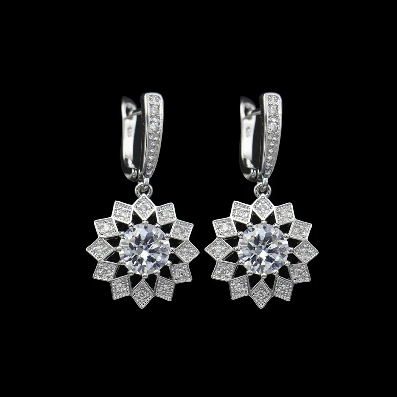 Серьги женские из серебра 925 пробы с геометрическим дизайном 14