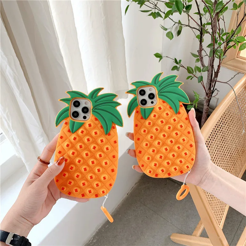 

Cute 3D Pineapple Soft Silicone Pops Stress Reliever Phone Case for Iphone 8 Plus X 11 12 Pro New Anxiety Eliminator Phone Case