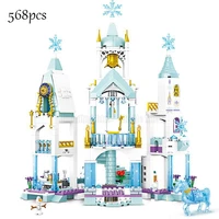 disney girl toy block set princess ice castle party dream house villa crystal horse assembly model childrens birthday gift