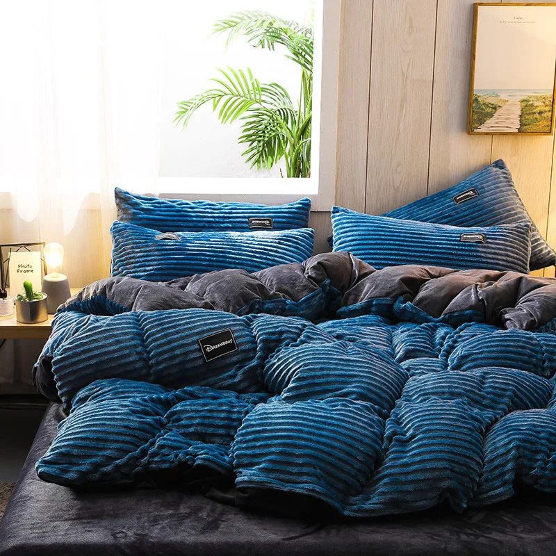 Зимний теплый пододеяльник розовое серое Коралловое флисовое односпальное