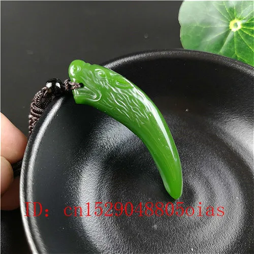 Ожерелье с подвеской в виде дракона из натурального разноцветного зеленого