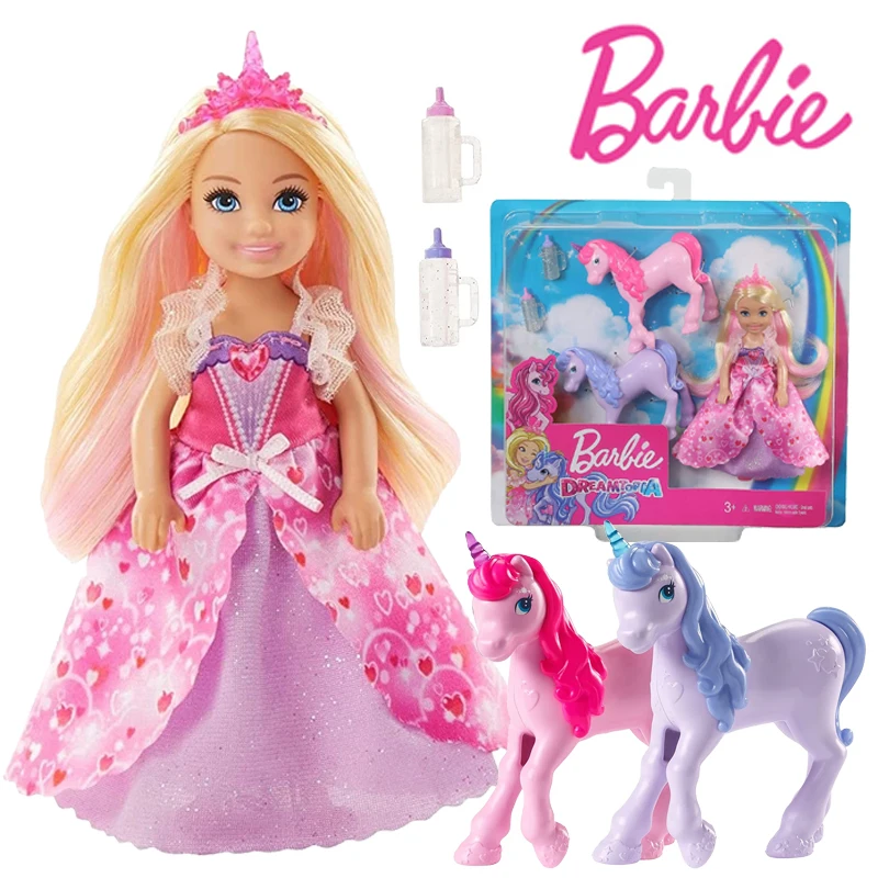 

Barbie Model Toys GJK17 Dreamtopia Chelsea Pop Toy with Two Baby Unicorns Dollhouse Puppet Scene Set Toys for Girls Toxin GJK17
