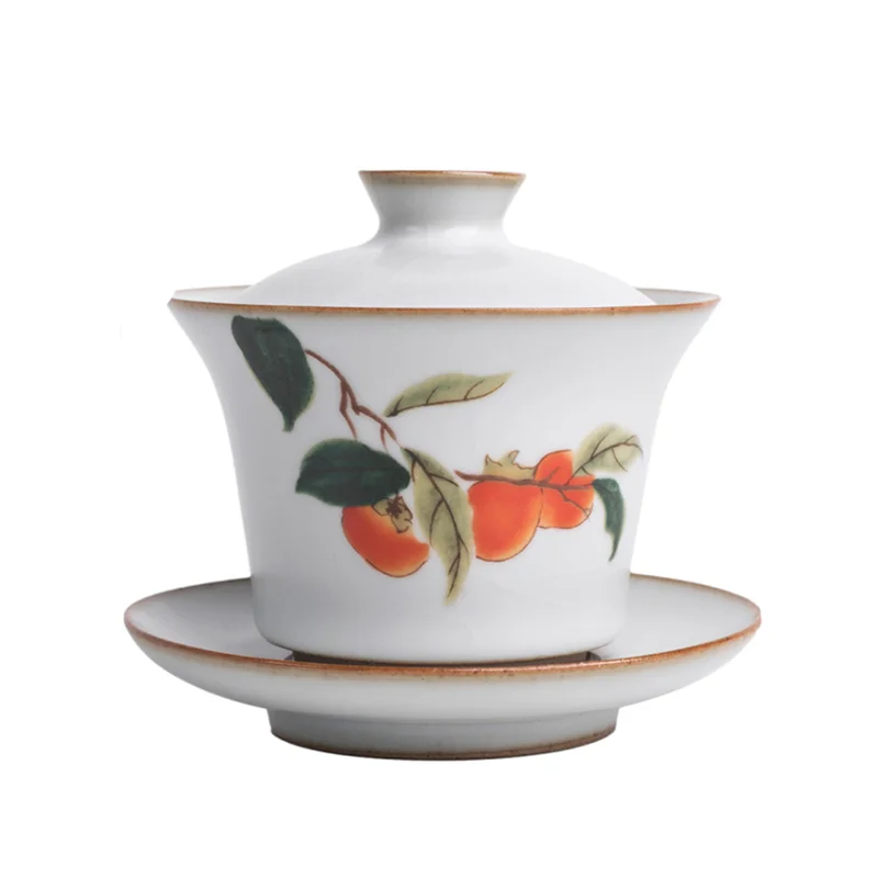 

Chinese Ru Kiln Flower Pattern Tea Tureen Bowl Handmade Ceramic Teacup Travel Portable Gaiwan Home Tea Set Drinkware 170ml