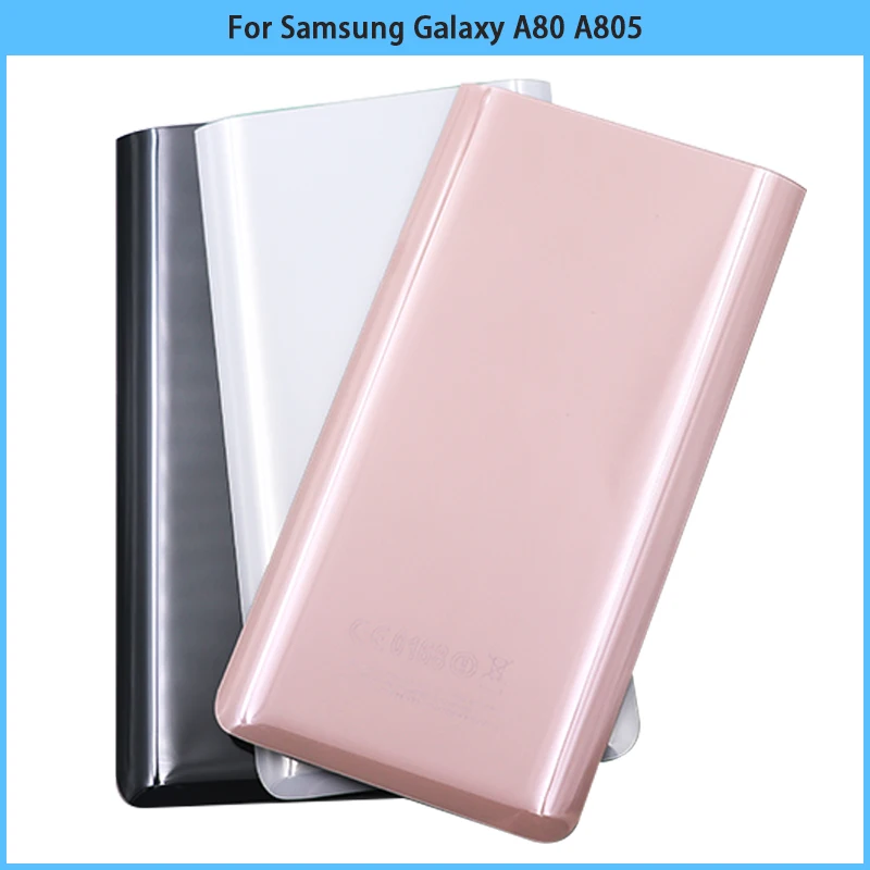 New For Samsung Galaxy A80 A805 Battery Back Cover A80 Rear Door 3D Glass Panel Battery Housing Case Stick Adhesive Replacement