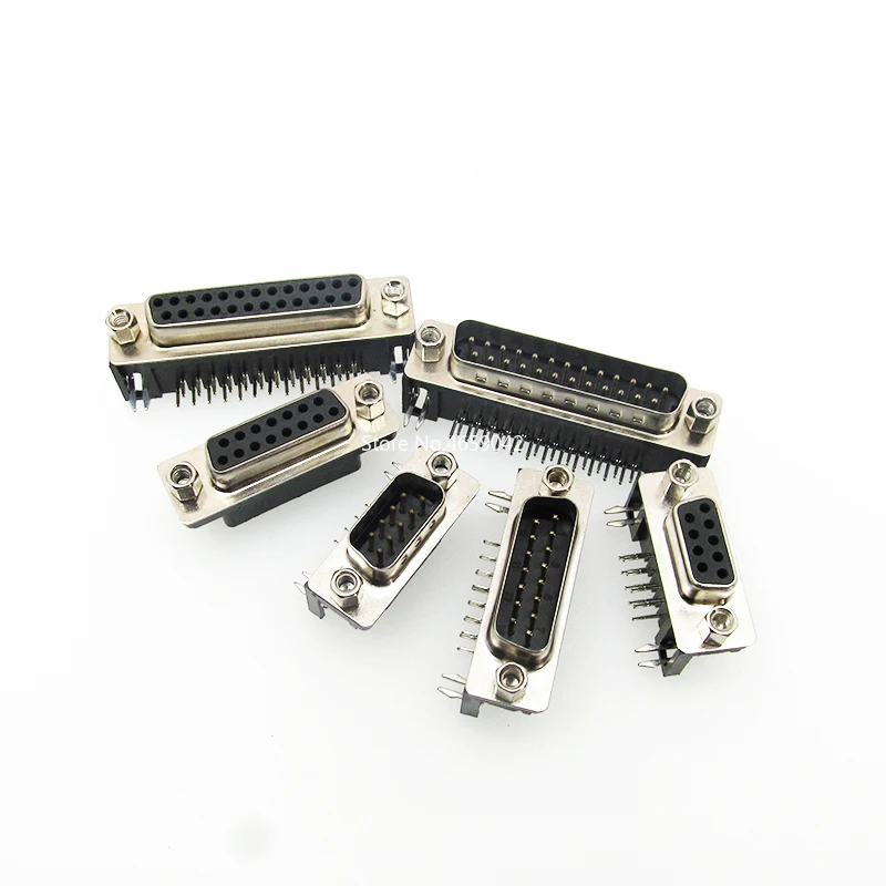 

5Pcs DR9 DR15 DR25 DR37 Hole/Pin Female/Male right angle Welded d-sub Connector RS232 serial port adapter DB 9/15/25/37 pin