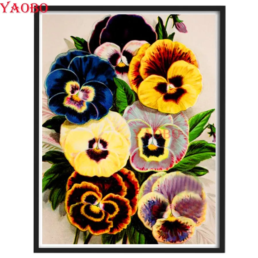 

3D Embroidery Diamond Painting Pansy 5D Diy Cross Stitch Color Flower Diamond Mosaic Handmade Home Decoration Gift Design