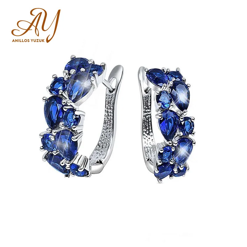 

Anillos Yuzuk Cushion Genuine Sky Blue Topaz Stud Earrings 925 Sterling Silver Earrings For Women Korean Earings Fashion Jewelry