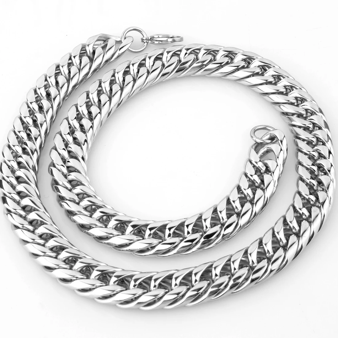 

Biker Waterproof Stainless Steel Silver Color Cuban Curb Chain Men's Women's Necklace/Bracelet Unisex's Hot Jewelry 7-40inch