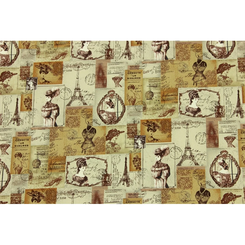 Половинная тонкая хлопковая ткань в ретро стиле с принтом людей Северной Европы