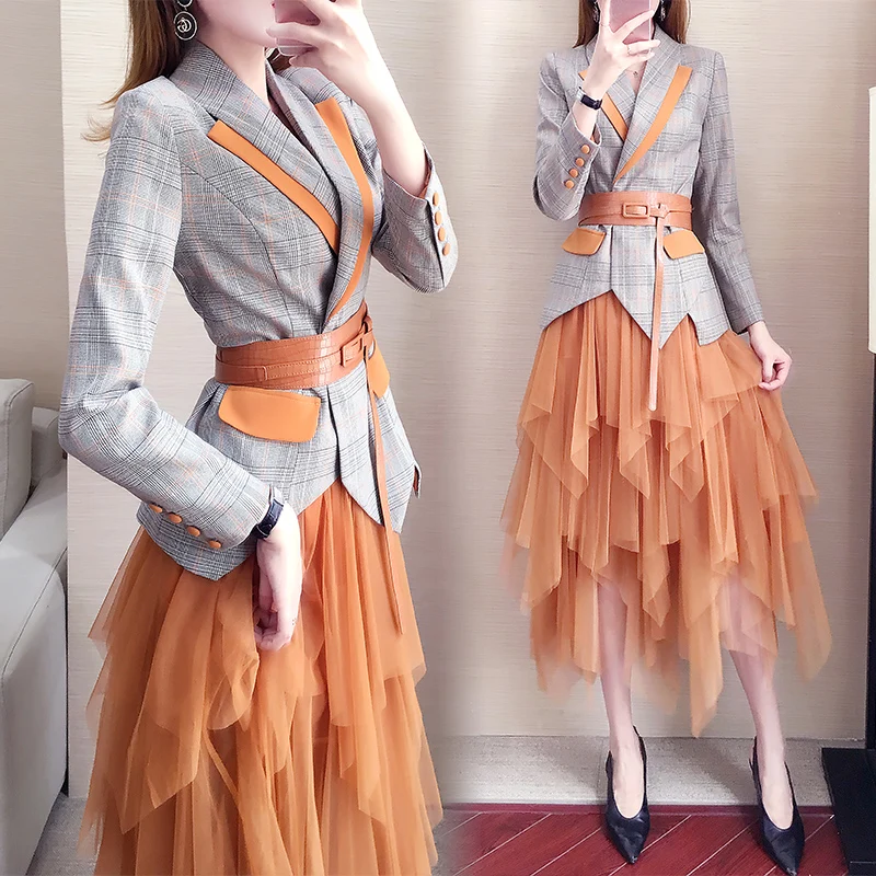 Formall юбка и костюмы куртка комплект из 2 предметов для размера плюс Женский