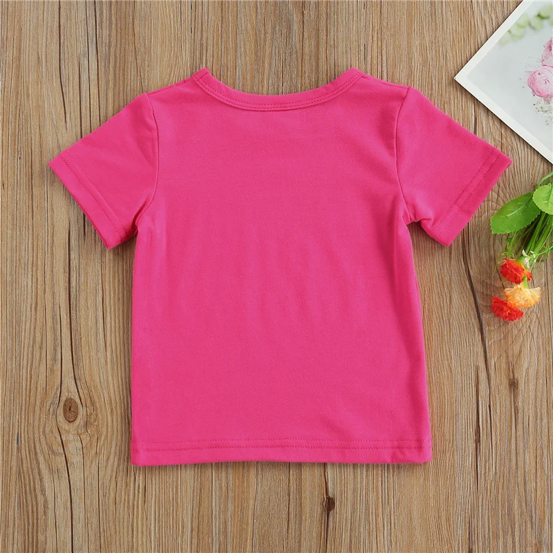 

Little Girls Summer Casual Short-sleeved T-shirt Fashion Letter Print Round Neck Pullover Tops