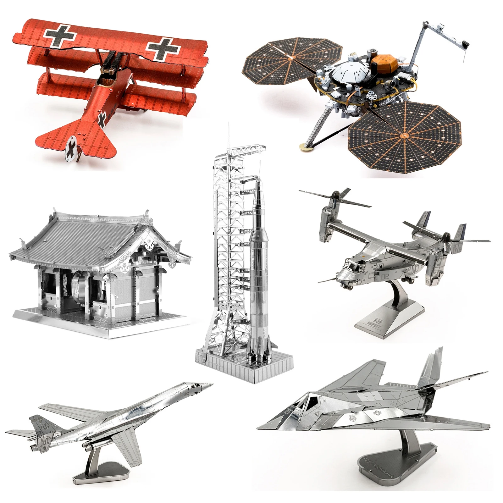 

3D Metal Puzzle V-22 OSPREY Fighter FOKKER DR.I TRIPLANE fighter model KITS Assemble Jigsaw Puzzle Gift Toys For Children