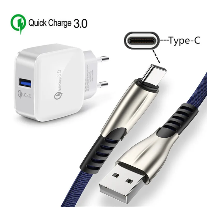 Провод быстрой зарядки Type C для Samsung galaxy A80 S8 S9 LG Stylo 5 Xiaomi Mi A3 CC9e 8 lite Redmi Note 7 QC 3 0