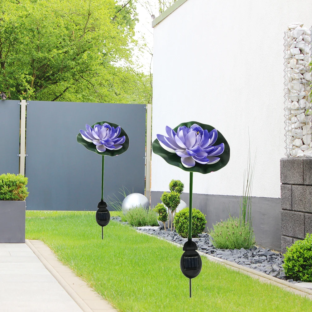 

LED Solar Light Artificial Lotus Simulation Flower Outdoor Waterproof Garden Lawn Stakes Lamps Yard Art for Home Courtyard Decor