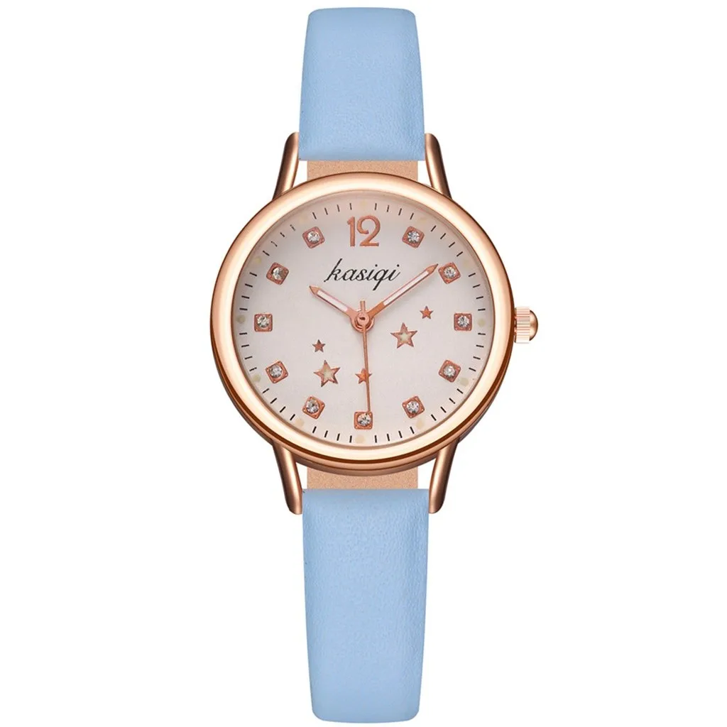 

Fashion Women Watches Romantic diamond Dial Ladies Quartz Wristwatch Simple Starry sky Design Leather Strap Clock Montre Femme