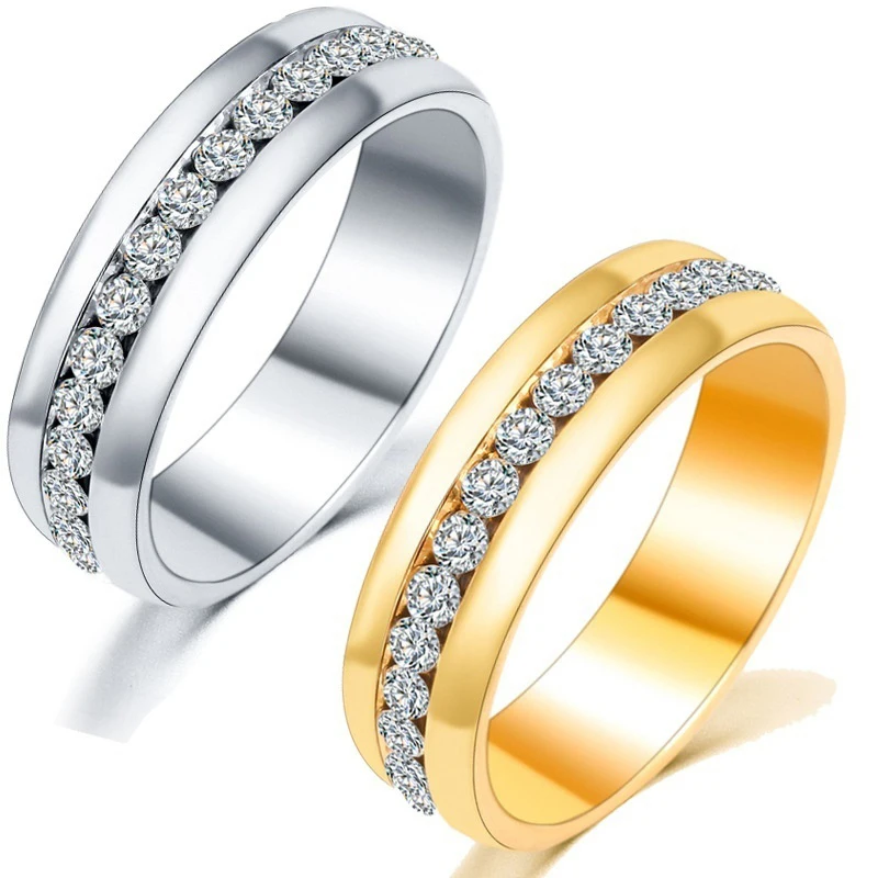 Однорядное кольцо со стразами стандартное из циркония для мужчин и женщин