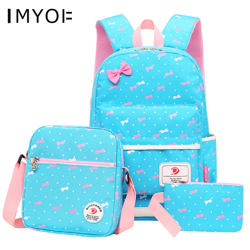Милые школьные сумки для детей 3 шт./компл. милый рюкзак с бантом студентов