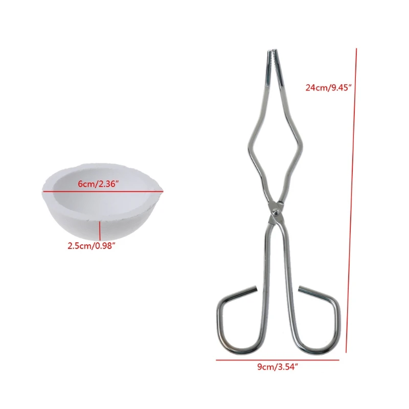 

2Pcs Small Melting Quartz Ceramic Crucible Dish Cups With Stainless Steel Tongs