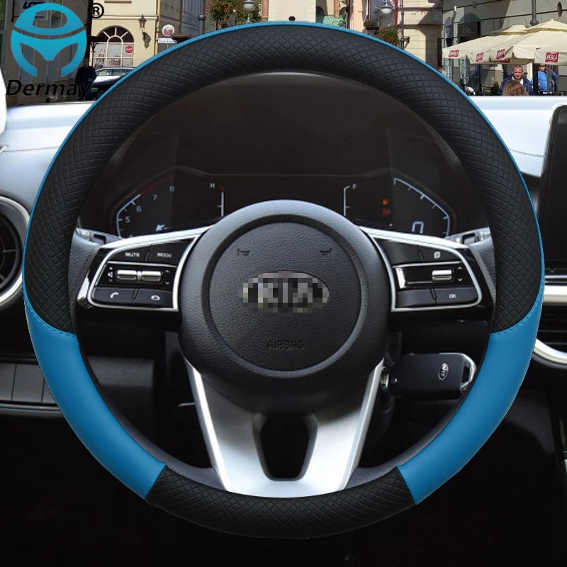 100 dermay brand leather sport car steering wheel cover for kia sorento i ii iii sorento prime 2002 2020 auto accessories free global shipping