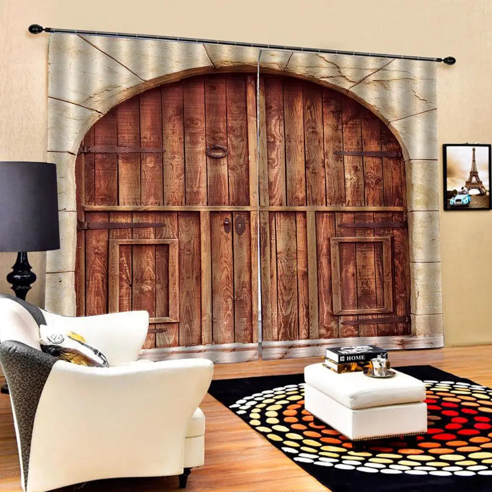 Европейские занавески с аркой на дверь коричневые для гостиной спальни Cortinas
