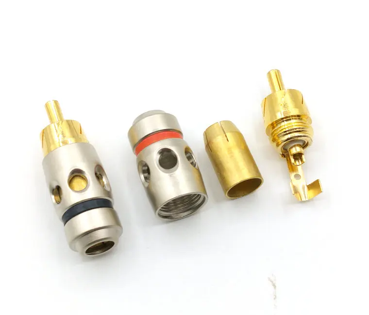 2 шт. медная RCA Вилка позолоченный аудио разъем DIY пайка|connector diy|connectors goldconnector audio |