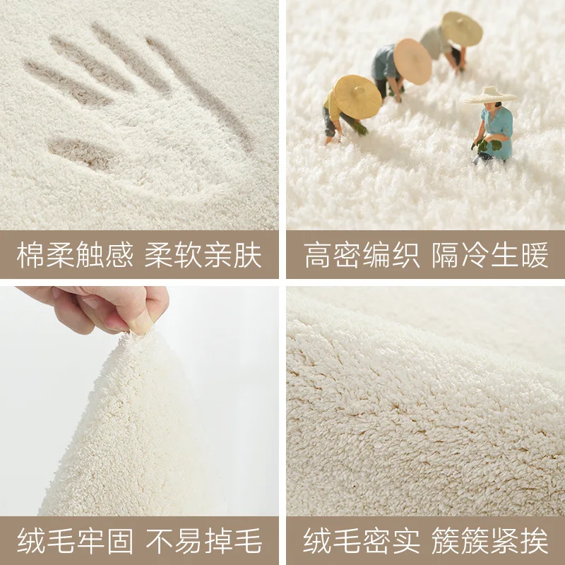 

Modern Lamb Cashmere Flower Pattern Home Round Rug Living Room Sofa Non-slip Carpet Computer Chair Mat