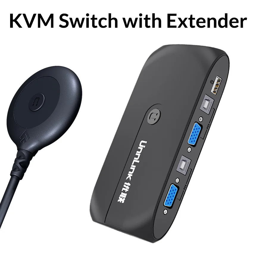 Unnlink 4X1 VGA KVM переключатель коробка Селектор с расширителем 4 порта USB 2,0 общий монитор мышь Клавиатура для 4 компьютера Ноутбуки ПК - Цвет: with Extender
