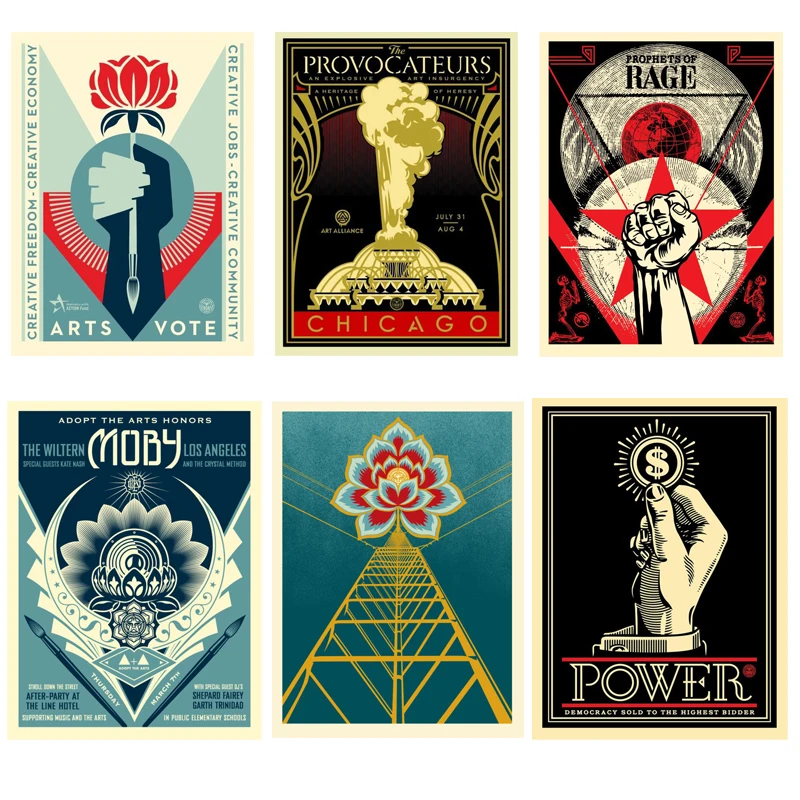 

Абстрактный Шепард Fairey художественный уличный постер картины на холсте винтажные принты настенные картины для гостиной Декор для интерьер...