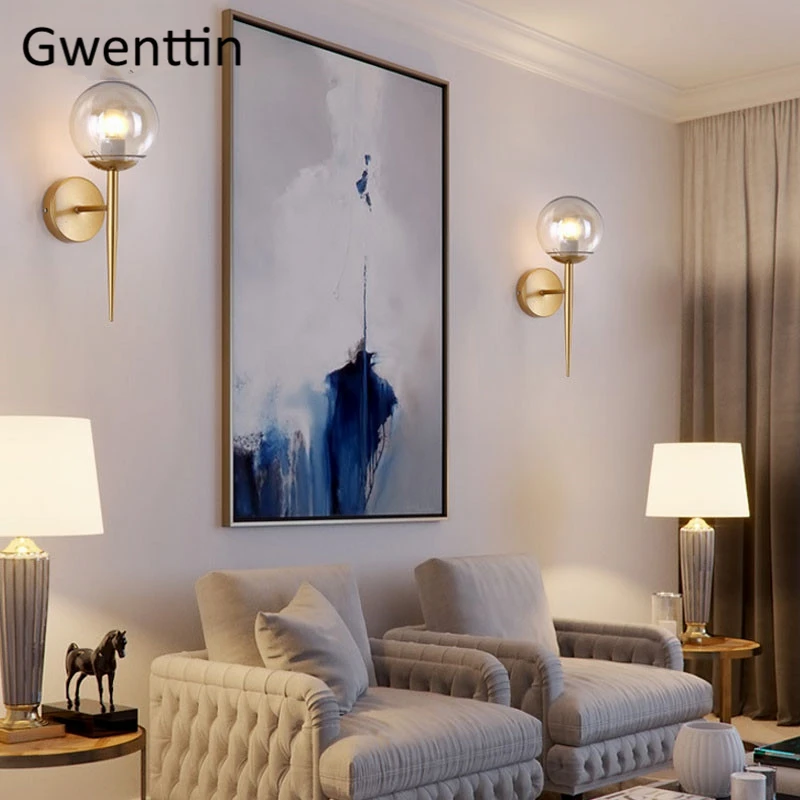 Современная настенная лампа со стеклянными шариками светодиодный светильник в