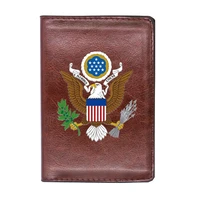 high quality leather great seal of the united states printing travel passport cover id credit card case