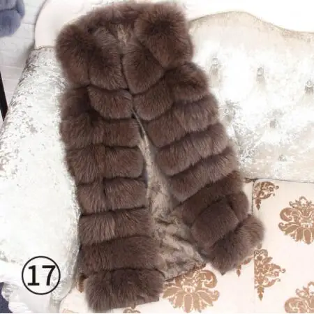long short 88cm-3 Новинка, зимний женский жилет из лисьего меха, настоящий натуральный цельный Лисий мех, длинное пальто, 88 см, куртка из натурального меха, жилет - Цвет: long short 88cm-3