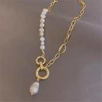 yangliujia baroque natural pearl necklace bohemian fashion temperament simple chain clavicle women jewelry gift accessories