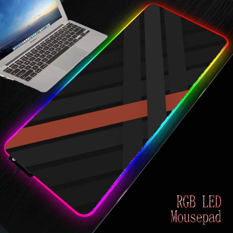 

Black Red Lines RGB Gaming Mouse Pad Large Mousepad Gamer Mouse Mat with Backlight Computer RGB LED Desk PC Keyboard Mat Carpet