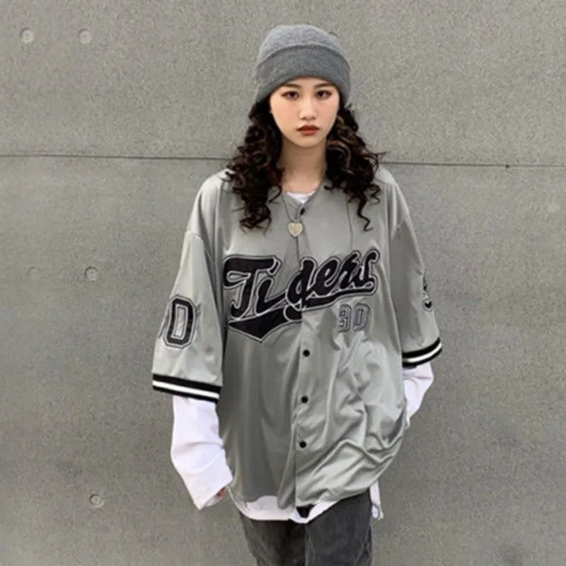 Женская Длинная блузка оверсайз повседневная винтажная рубашка с коротким