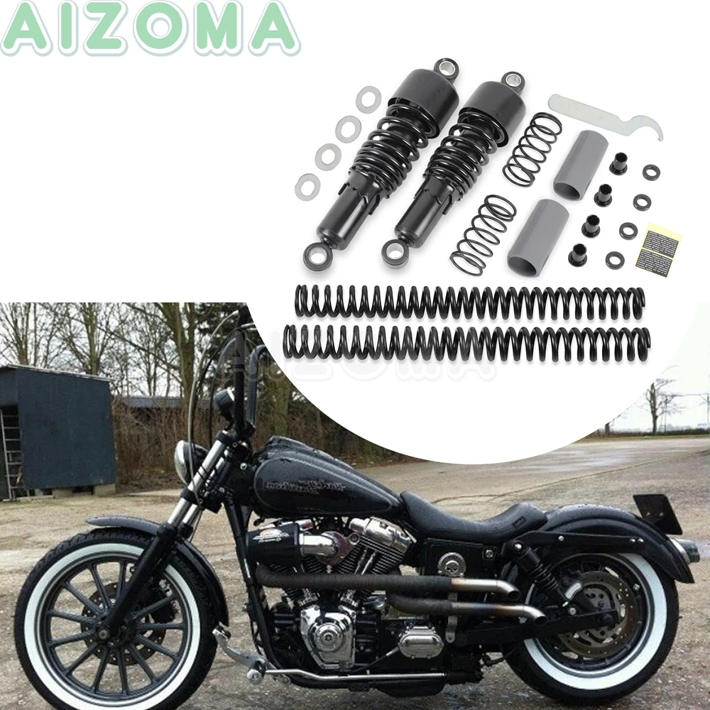 10," прогрессивные амортизаторы подвески снижение комплект для Harley Dyna Street Fat Bob FXDC FXDF Super Glide FXD 2006- 17