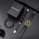 Man's Bracelet Watch Gift Box Set Elegant Quartz Leather Watch Men Elastic Bracelets Christmas New Year Best Gifts for Boyfriend Other Image