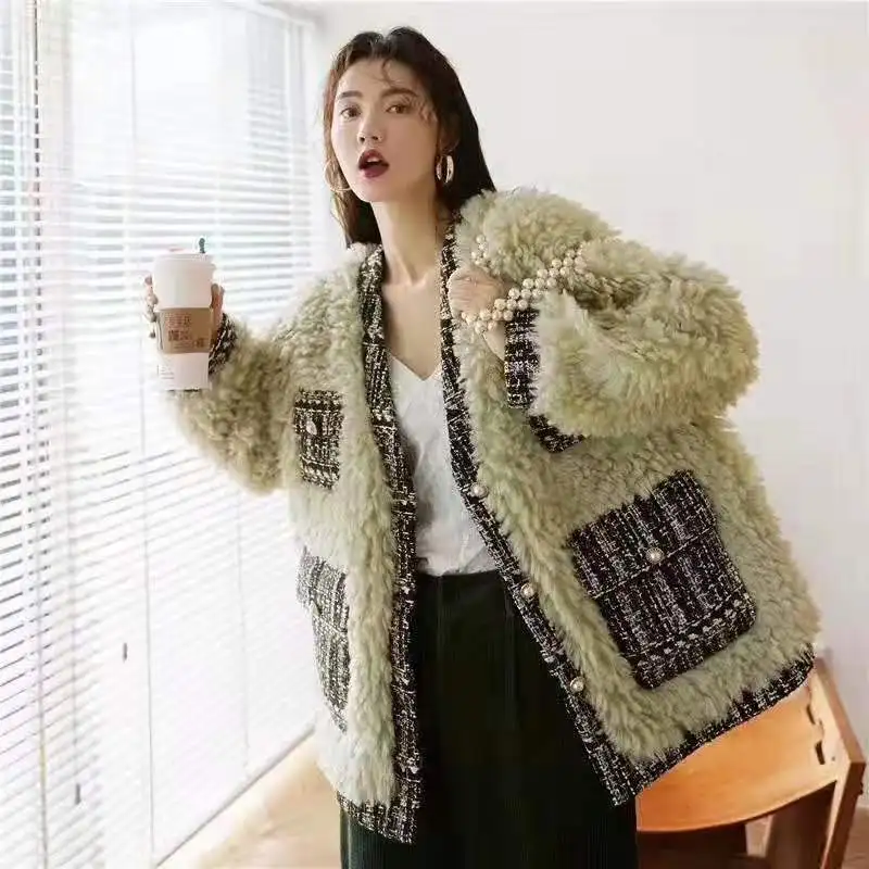 Одержима лавандой. Новое модное пальто твидовая большая сумка из овечьей шерсти