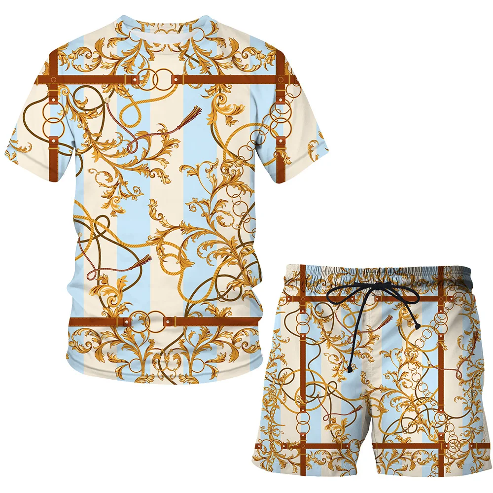 

2021 New Suit 3D Luxury Printed T-Shirt Shorts Tops Tee Clothes Cool Children's Summer Short Sleeve Sets Fashion Men clothing