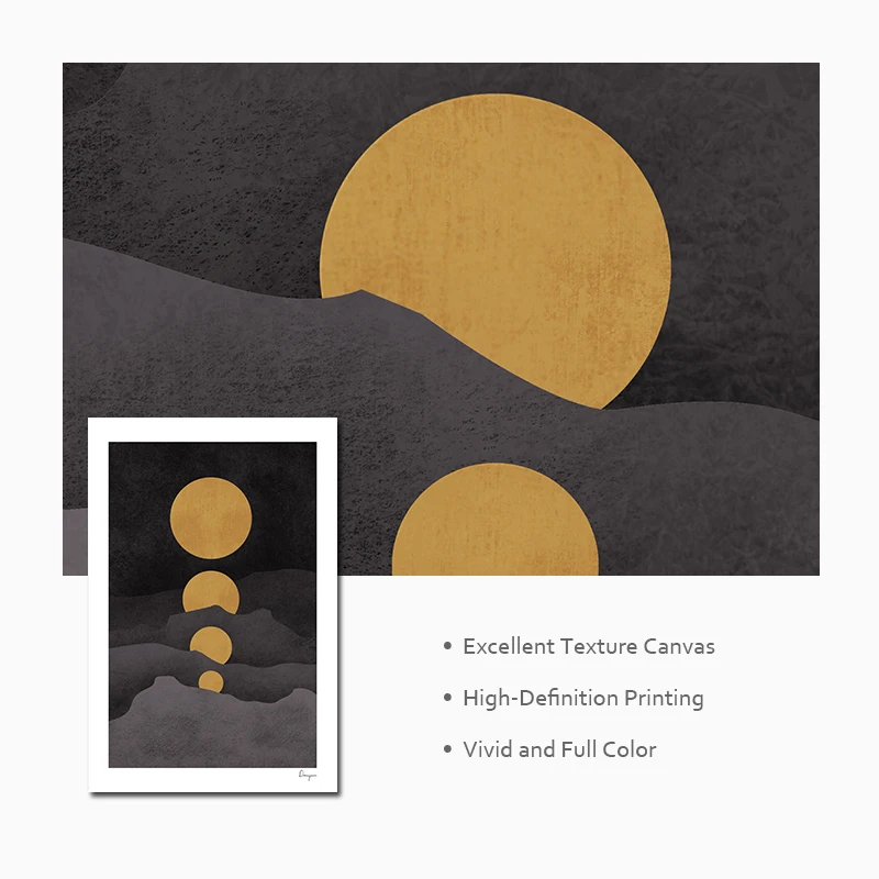 

Golden Abstract Wall Art Canvas Painting Mountain Landscape Posters and Prints Wall Pictures for living Room Modern Home Decor