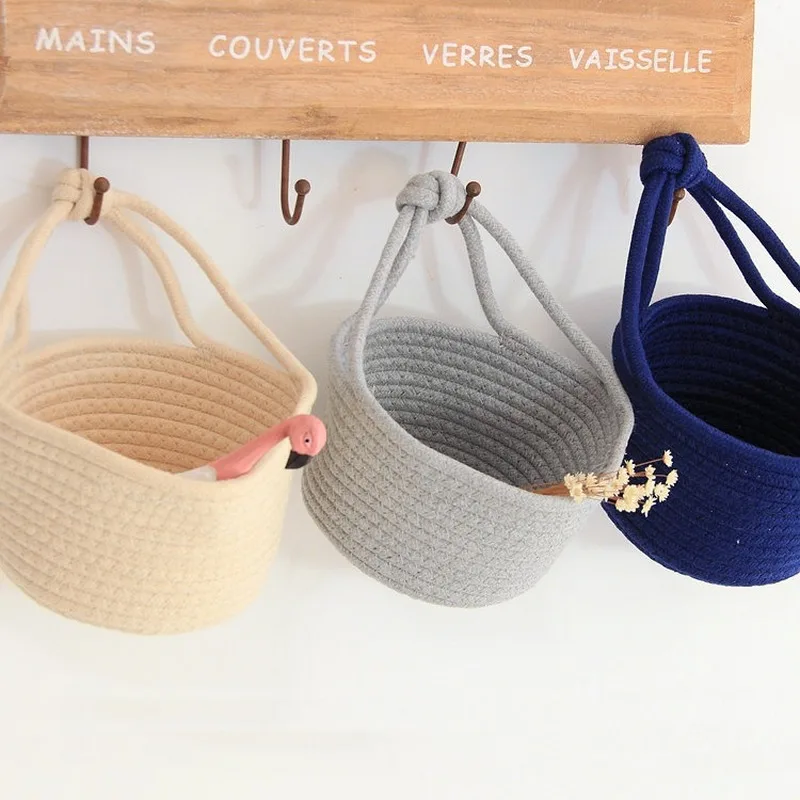 

Household goods storage basket, cotton thread weaving, finishing basket, small hanging basket, cotton rope storage box