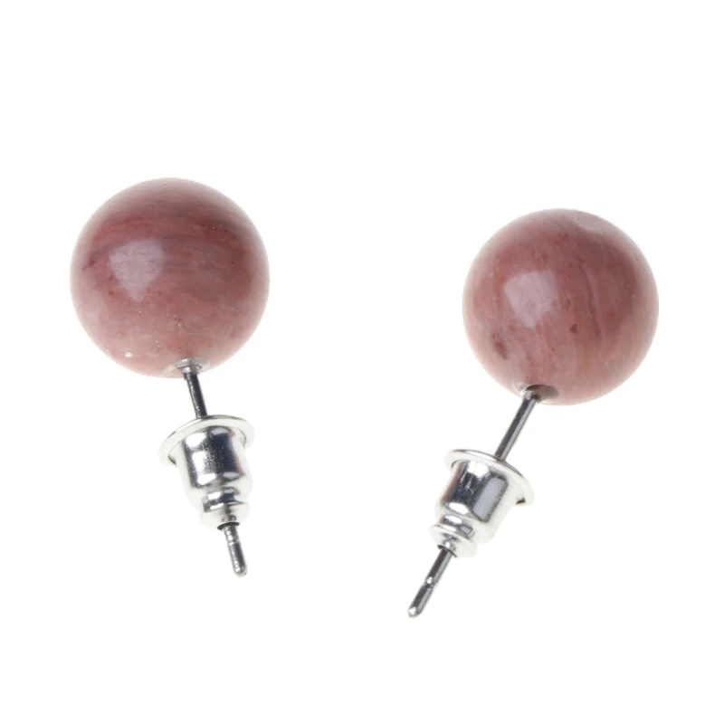 Серьги-гвоздики унисекс из натурального камня бирюзы тигровый глаз опал шарики -