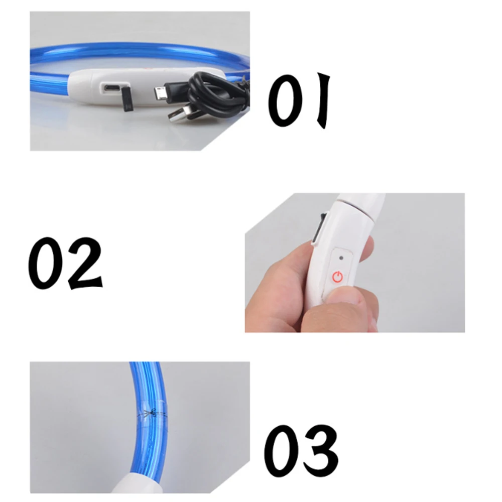LED Glowing Dog Collar USB Rechargeable Luminous Pet Collars Flash Night Charging Fast For Puppy Large Dogs | Дом и сад