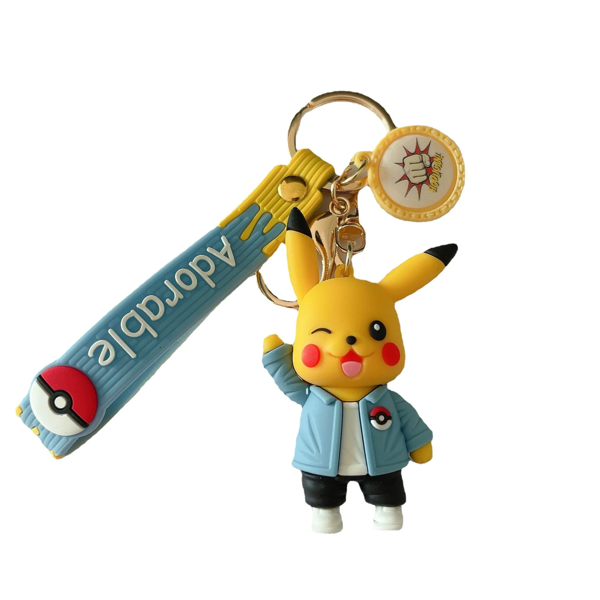 

Новый брелок для ключей с покемоном Пикачу, креативный тренд, милая мультяшная парная сумка с подвеской, Подвижная кукла, рождественский по...