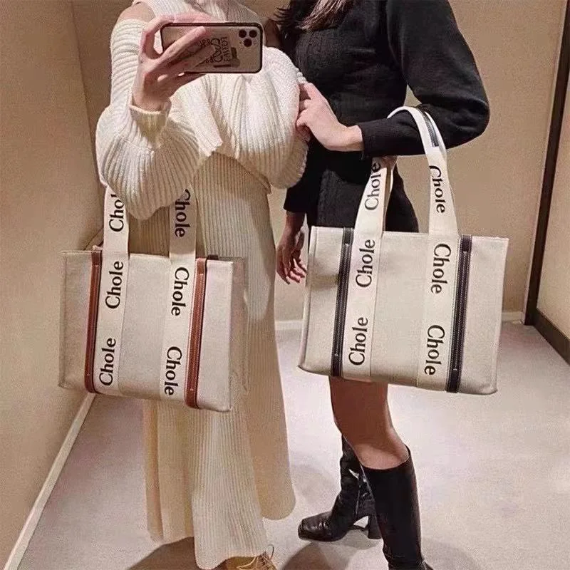 

2021 New Canvas Letters Pattern Tote Bag One-Shoulder Casual Large Capacity Female Handbag Luxury Designer Purses and Handbag Cc