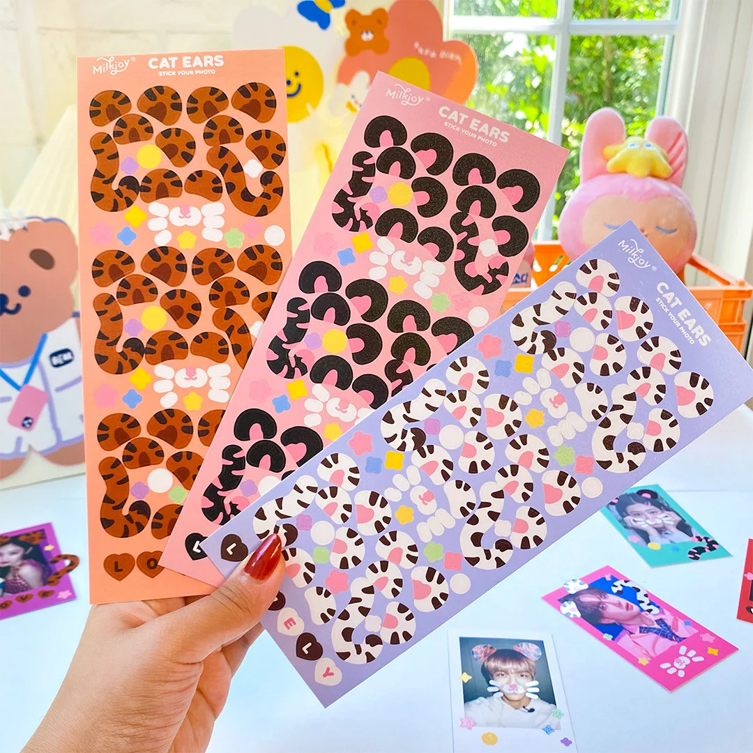 

Kawaii Cat Ears and Tail Stickers INS Style Girl DIY Idol Photo Decoration Scrapbook Album Diary School Stationery